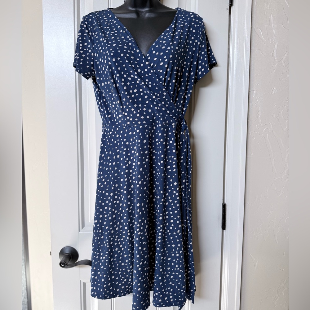 Kaleigh Sz S Navy Polka Dot Wrap Dress from Stitchfix polyester